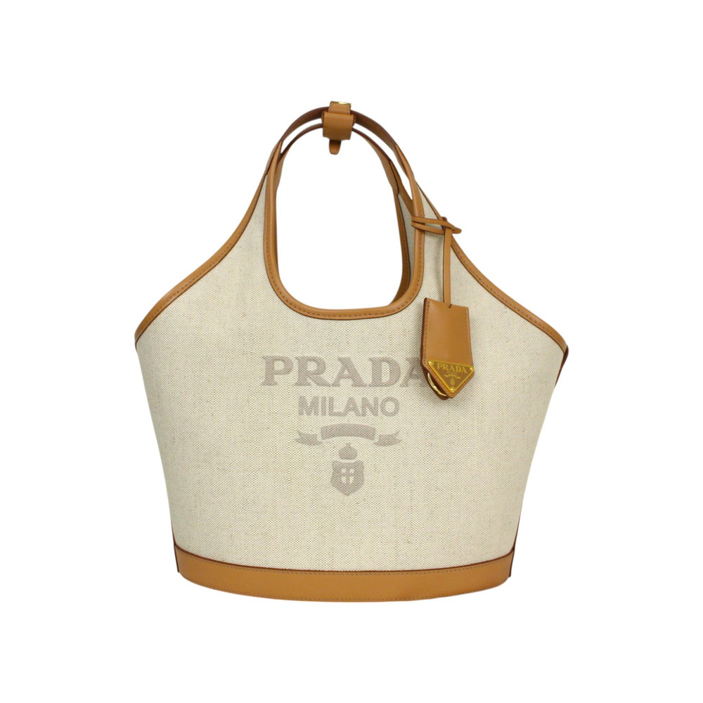 PRADA tote bag beige handbag cowhide
